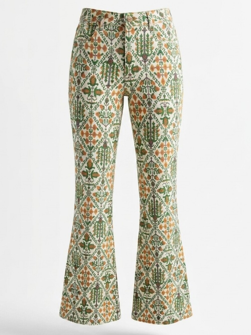 Wrangler High Rise Fierce Flare Jeans Vintage Garden 2x32 Boho Western 70s Retro - Picture 2 of 16